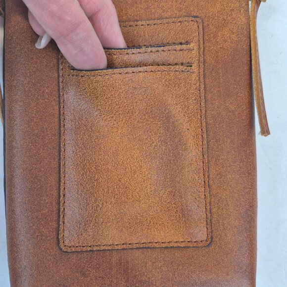 MW Most Wanted Rustic Leather Crossbody Southwestern Etched Design Made in USA - Picture 5 of 16